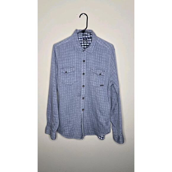 Volcom Slim Fit Checkmate Mens Houndstooth Longsleeve Buttonup Shirt Grayish... - Picture 1 of 9